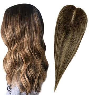 Lace Wig Toppers Hand-made Lace Base Hairpiece For Women Balayage Color 4/27/4 (12cm*6cm) - FShine Shop